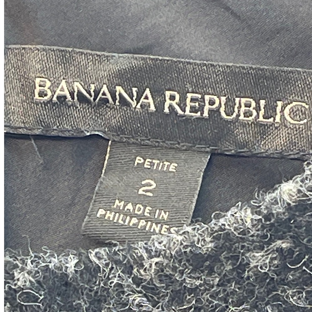 Banana Republic Dress Herringbone Sleeveless Black Gray Career Petite Size 2 - Picture 6 of 9